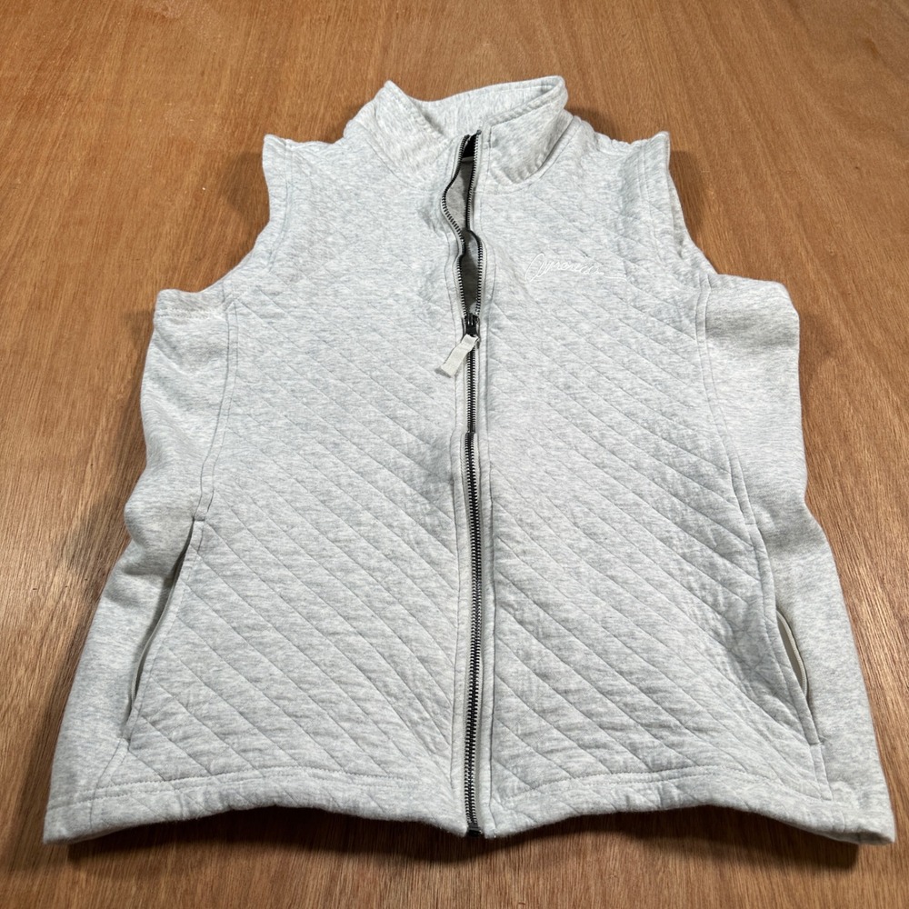 Charles River Apparel Quilted Vest Women L Gray Full Zip Pockets